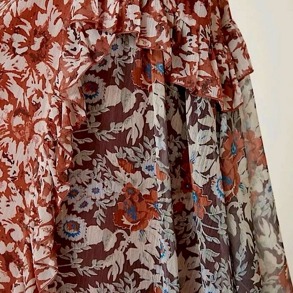 NWT Let Me Be Ruffled Midi Dress RED PINK FLORAL - SIZE M - Picture 5 of 5